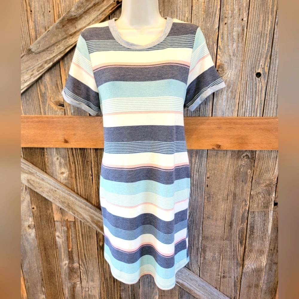 NWT NEW Lilypad Women multicolor stripes Casual Dress Medium M with pockets ^